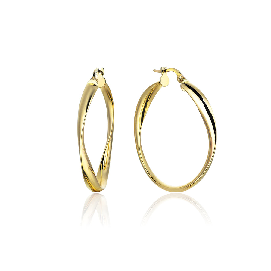 Large 14K Gold Swirl Hoop Earrings