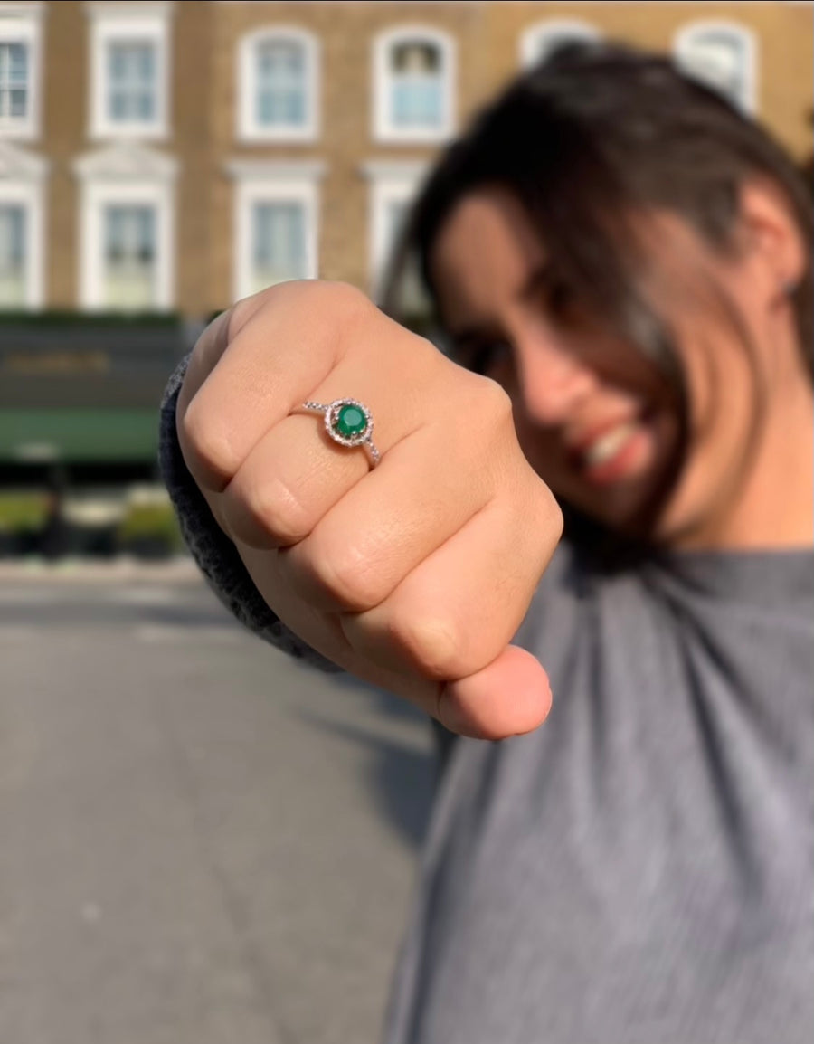 Chloe Emerald 18K White Gold Ring
