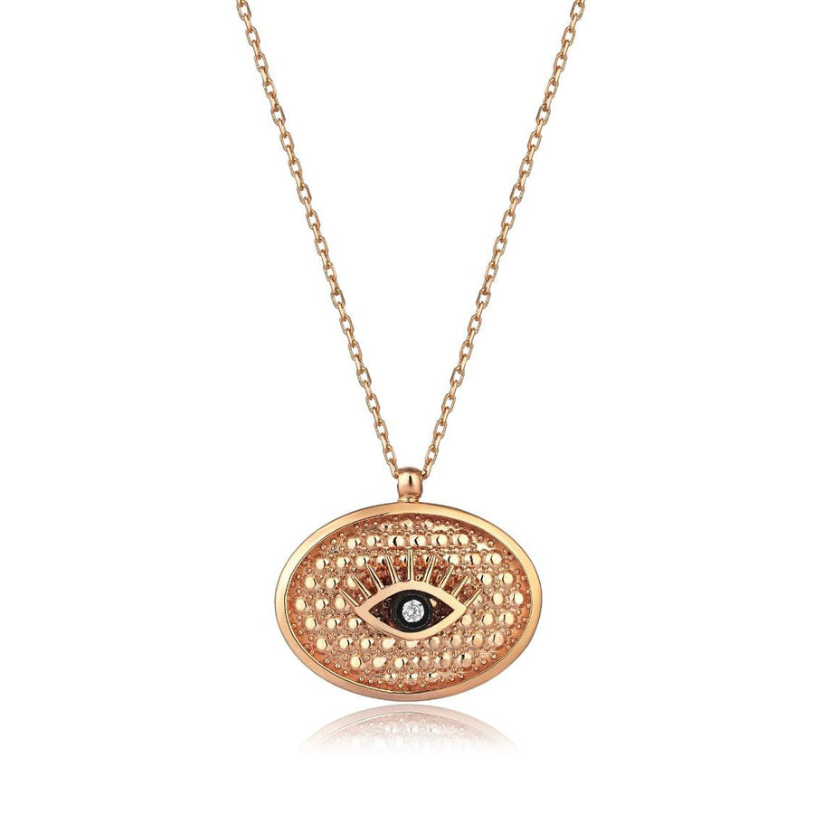 Rose Gold Evil Eye Necklace Horizontal