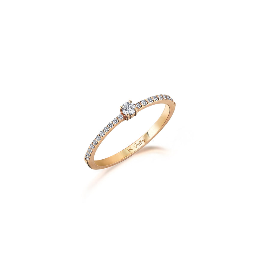Rose Single Half Pave-Set Diamond 18K Gold Ring