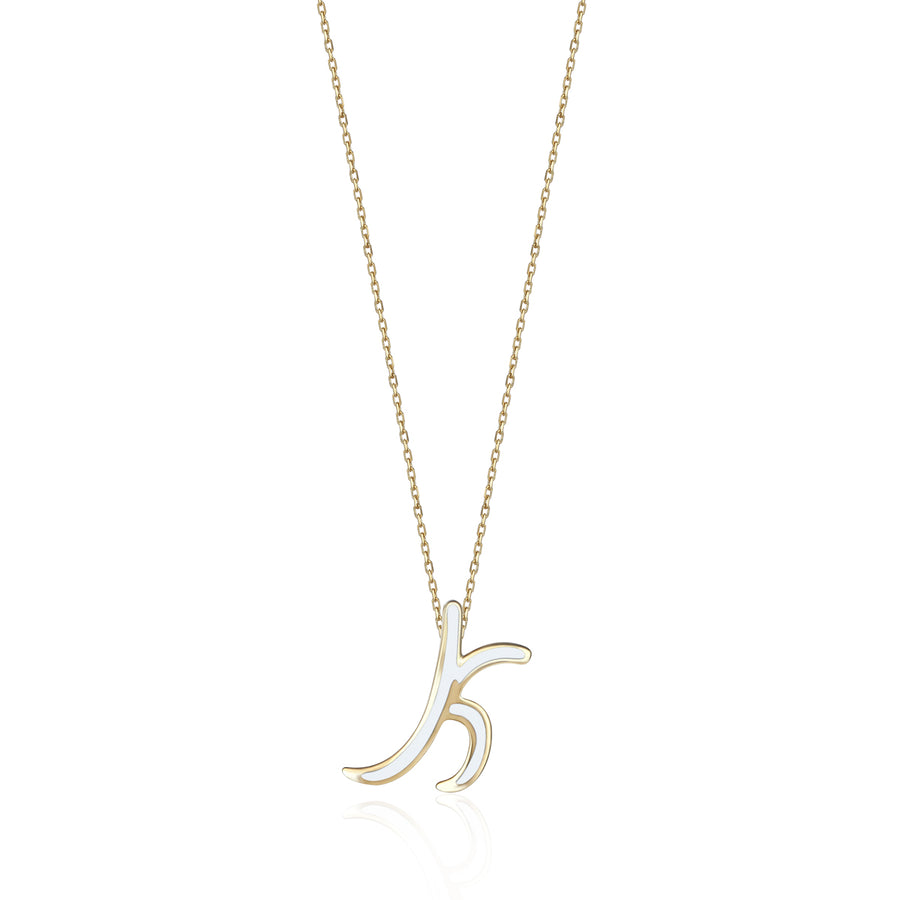White 14K Gold Initial Necklace (K)