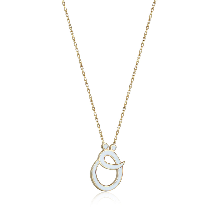 White 14K Gold Initial Necklace (Ö)