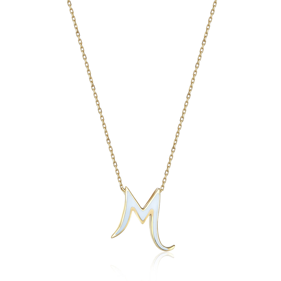 White 14K Gold Initial Necklace (M)
