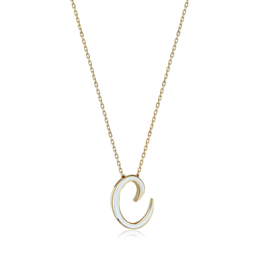 White 14K Gold Initial Necklace (C)