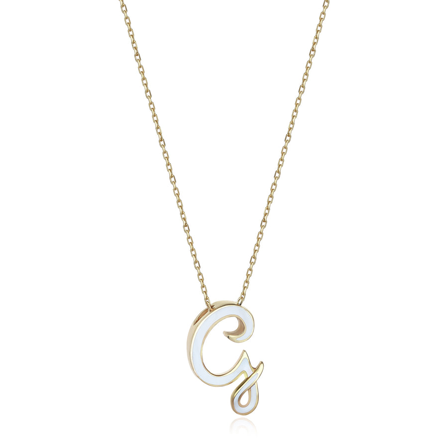 White 14K Gold Initial Necklace (G)