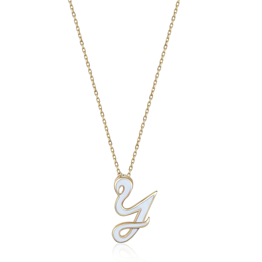 White 14K Gold Initial Necklace (Y)