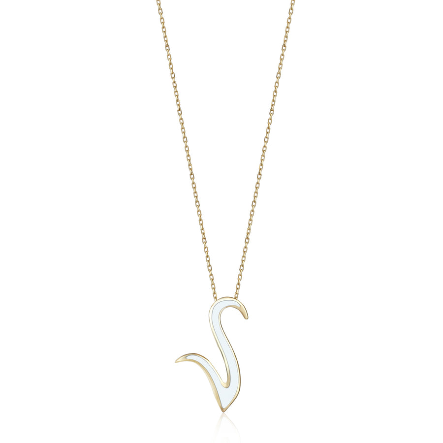 White 14K Gold Initial Necklace (S)