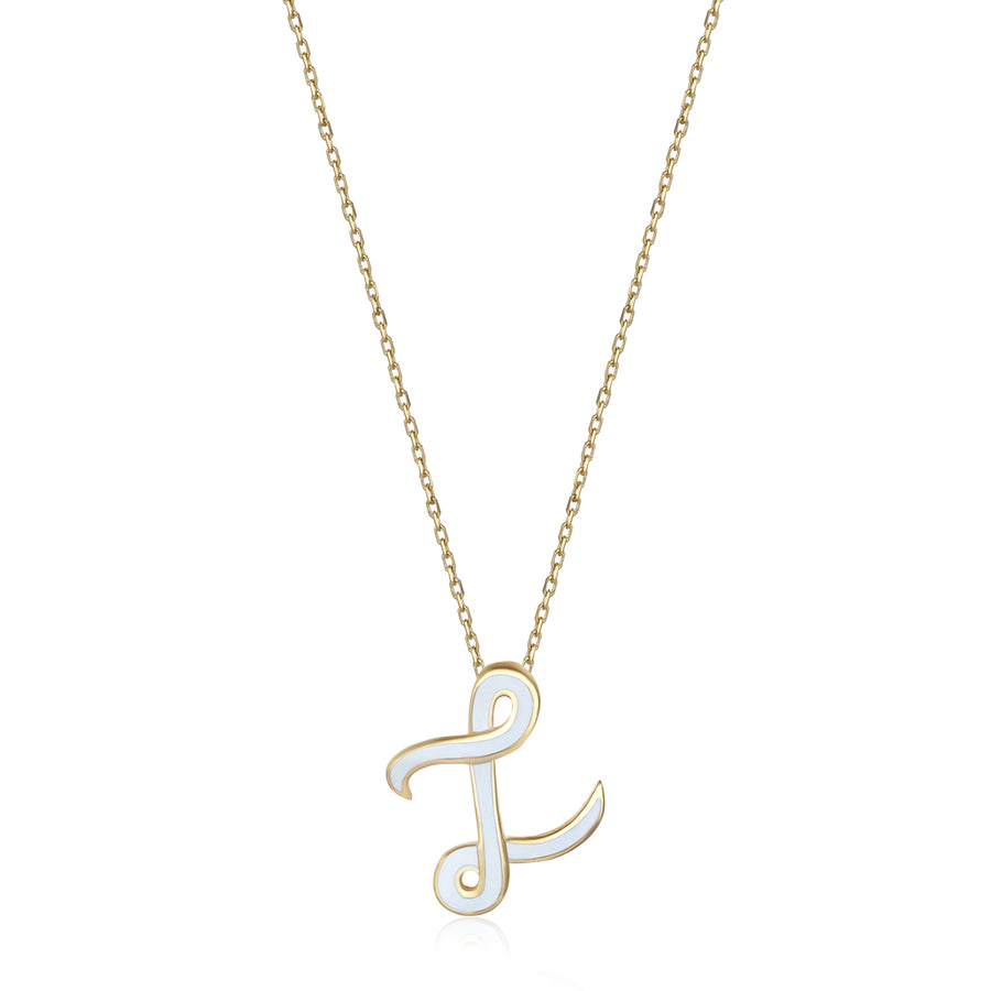 White 14K Gold Initial Necklace (Z)