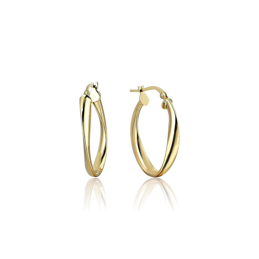 Medium 14K Gold Oval Swirl Hoop Earrings