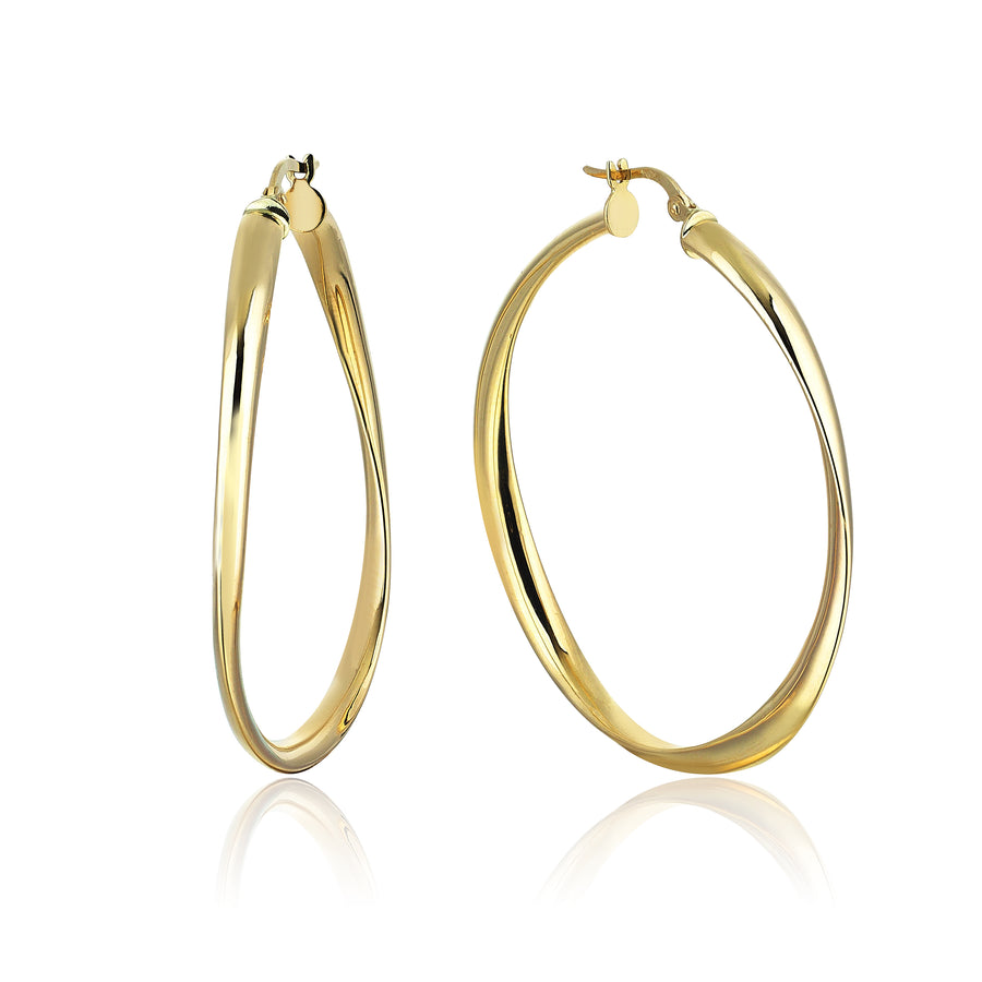 XL 14K Gold Swirl Hoop Earrings