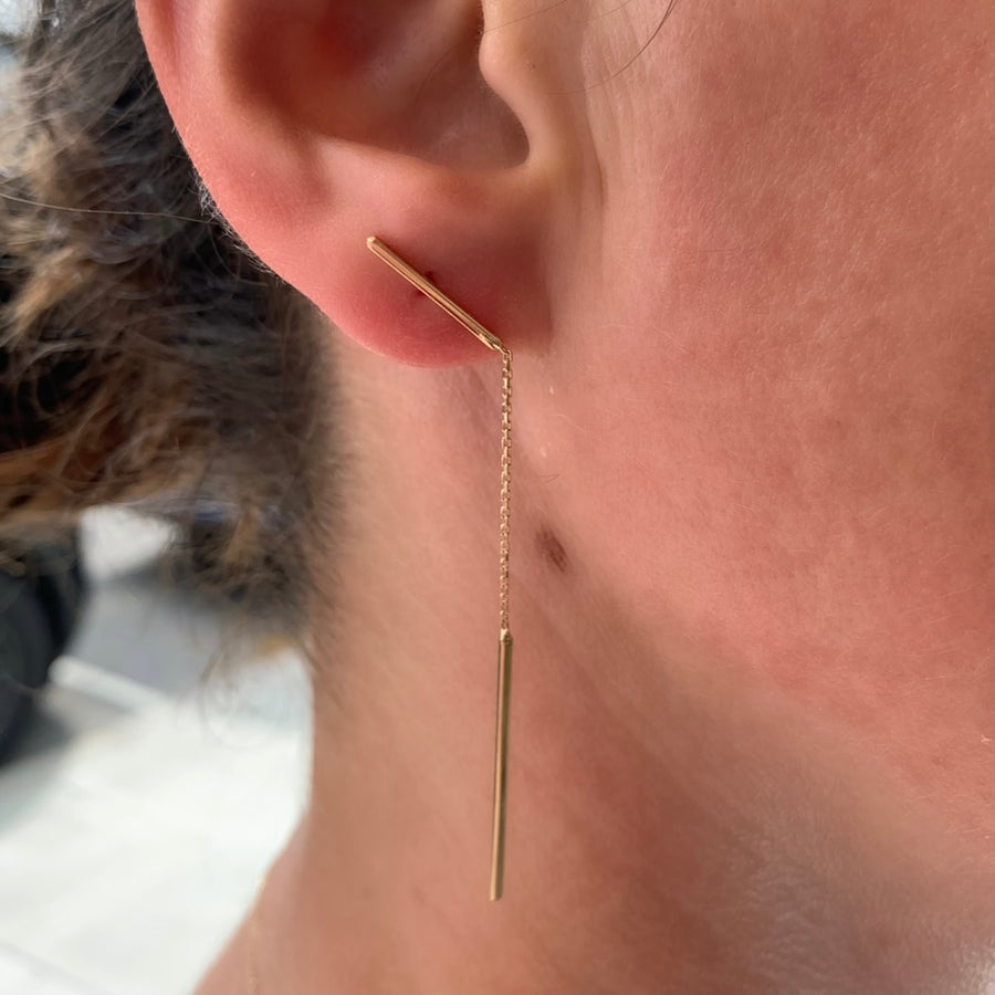 Lara Vertical Ray 14K Gold Earrings