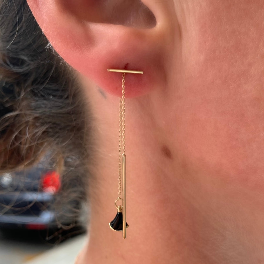 Olivia Onyx 14K Gold Earrings