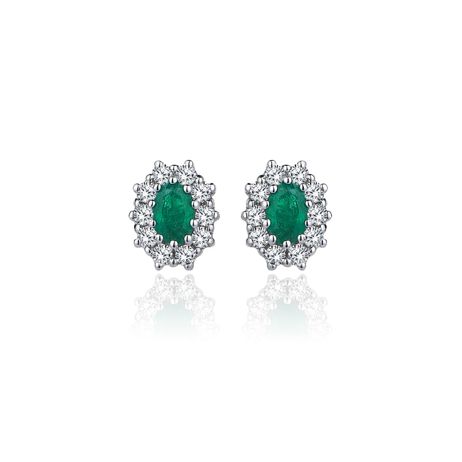 Diana Emerald 18K White Gold Earrings