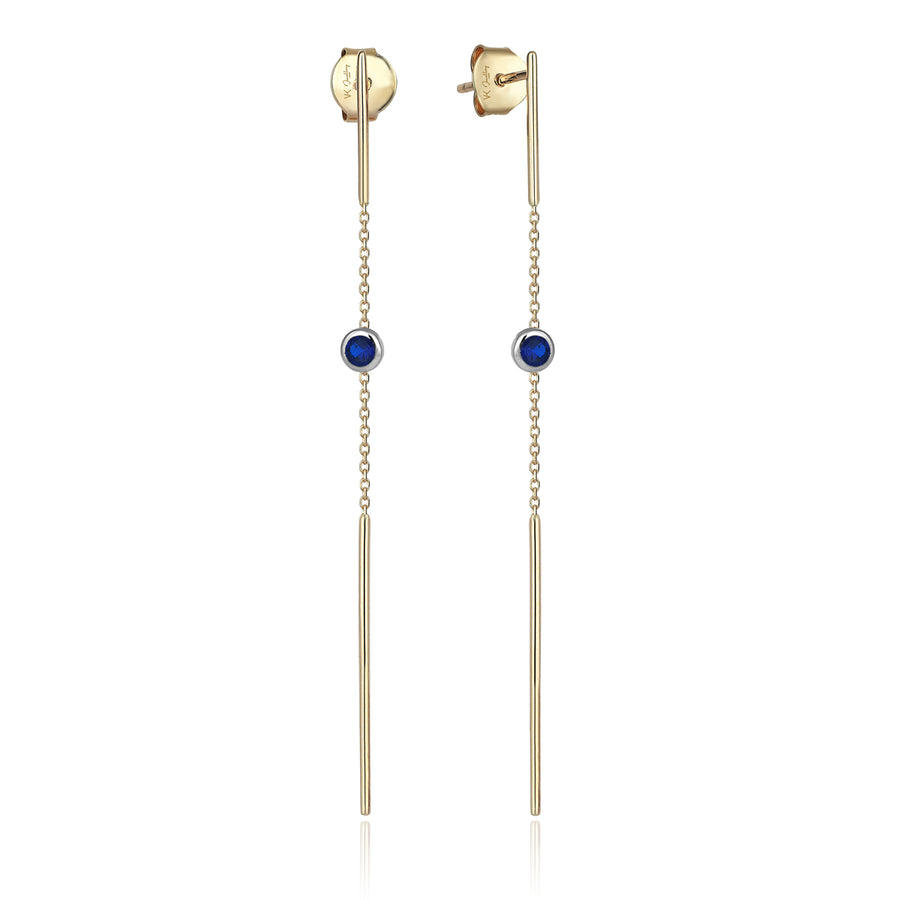 Lara Chain 14K Gold Blue Earrings
