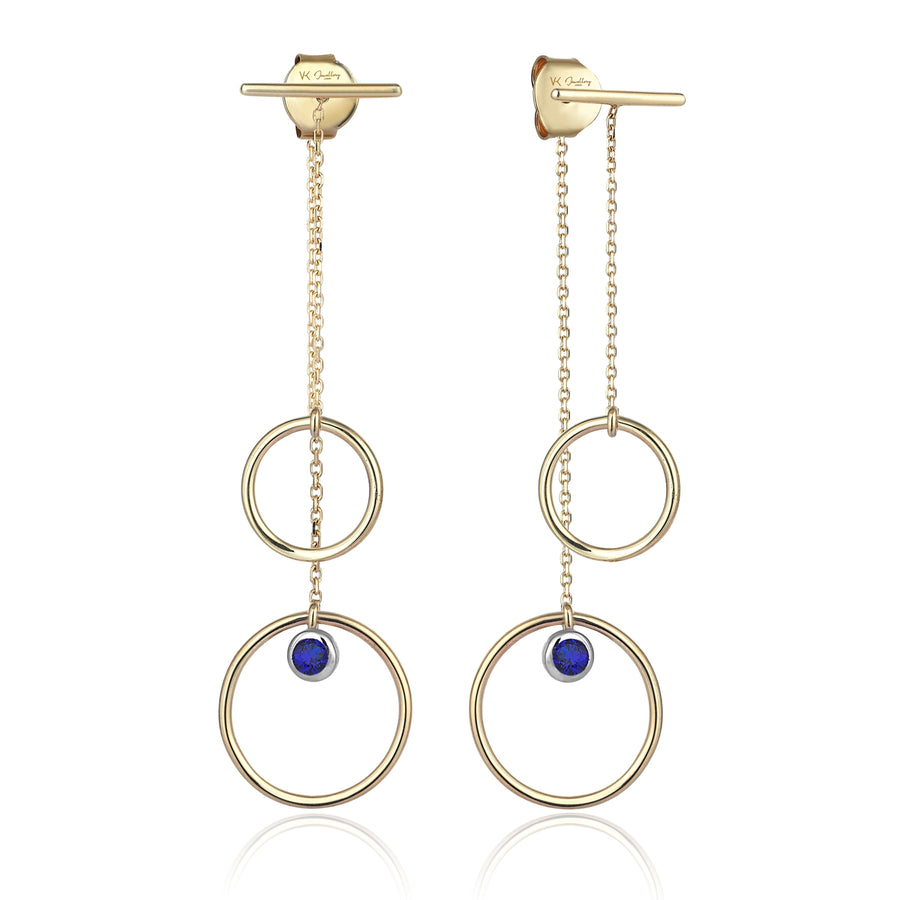 Charlotte 14K Gold Double Hoop Blue Earrings