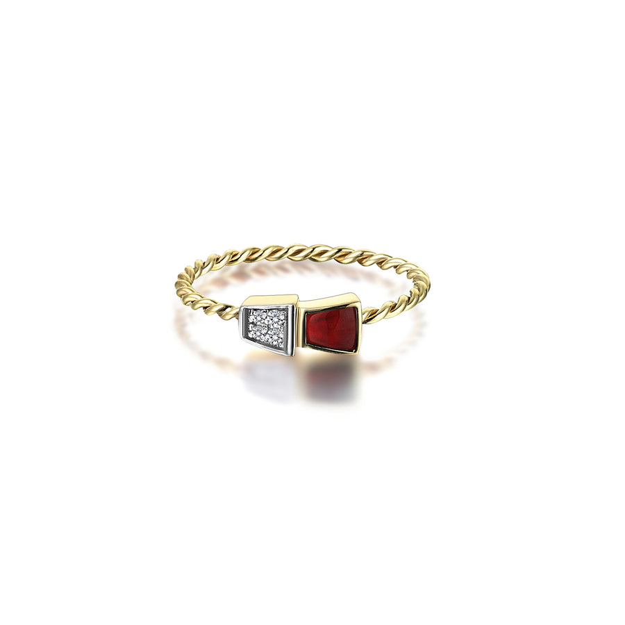 Rina Diamond and Carnelian 14K Gold Helical Ring