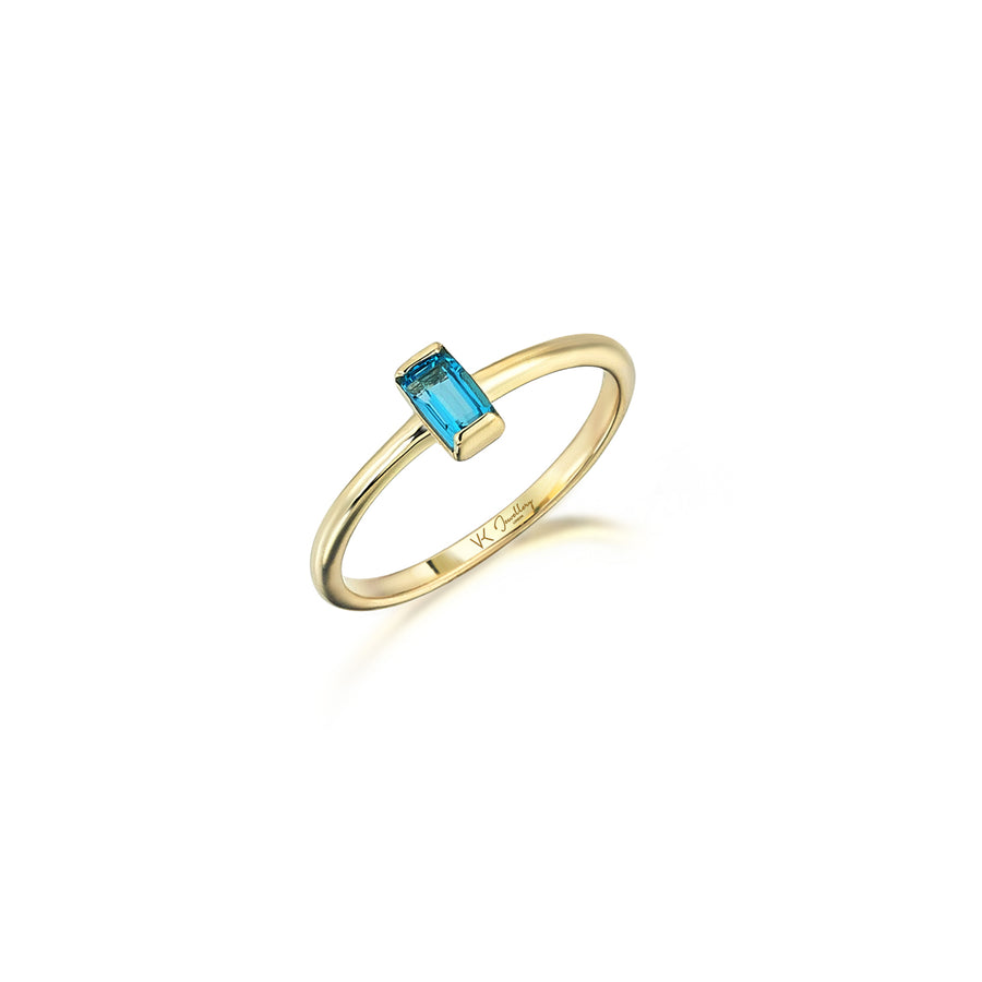 Nora Blue Topaz 14K Gold Edge Ring